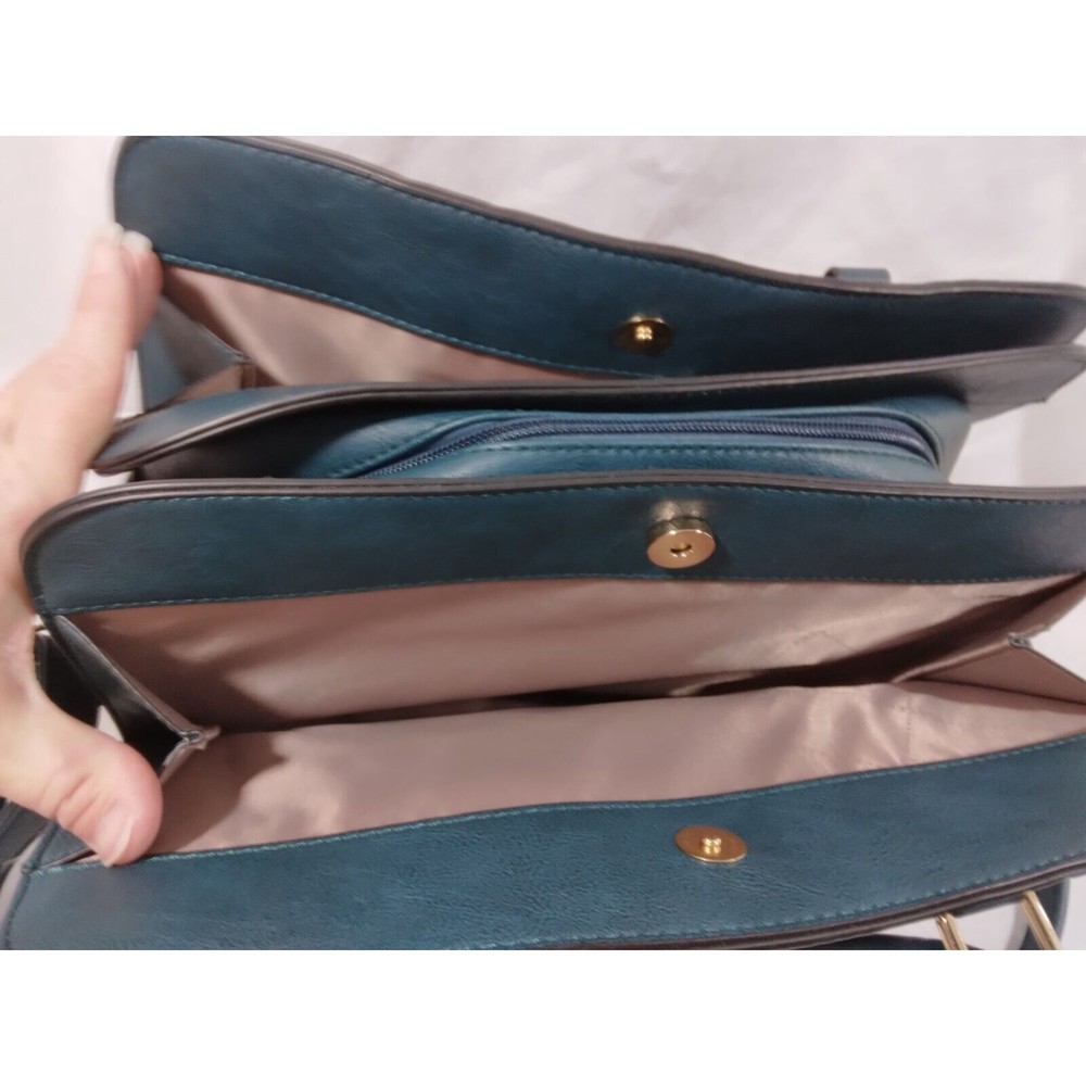 Dasein Handbag Large Satchel Shoulder Bag Purse with Matching Wristlet Teal - Picture 4 of 16